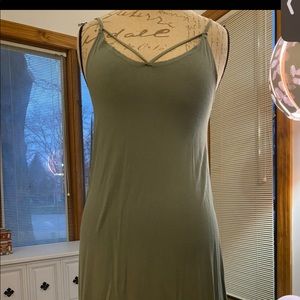 Navy green dress with black lace